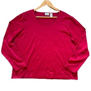 Chico's Women Long Sleeve The Ultimate Tee Shirt Size 3 US XL Red Stretch NWOT